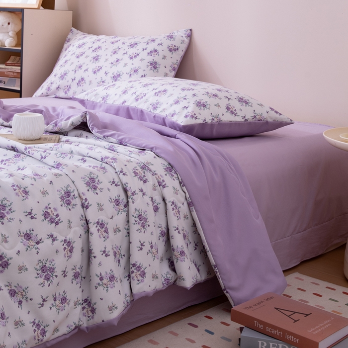 91家纺网 家纺一手货源 找家纺 南北家居 2025新款针织棉双层纱夏被四件套 芬芳物语