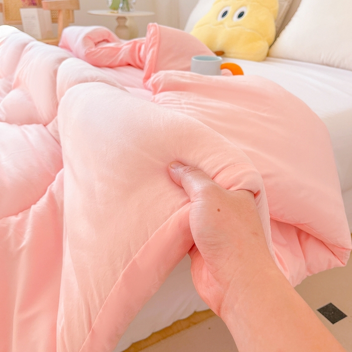 91家纺网 家纺一手货源 找家纺 百花王2025新款原棉大豆被被子被芯 粉色