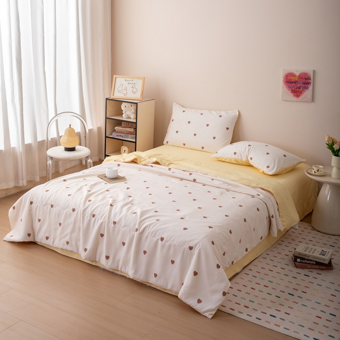 91家纺网 家纺一手货源 找家纺 南北家居 2025新款针织棉双层纱夏被四件套 钟意