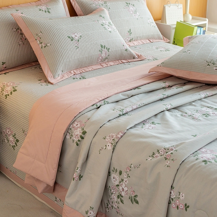 91家纺网 家纺一手货源 找家纺 晨晨家纺2025新款双面全棉床盖款三件套 寻芳