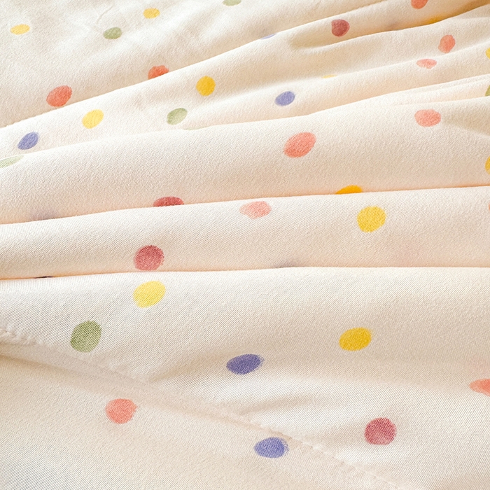 91家纺网 家纺一手货源 找家纺 熙宴家纺 2025新款A类水洗双层纱100%新疆棉花印花夏被空调被夏凉被 五彩波点