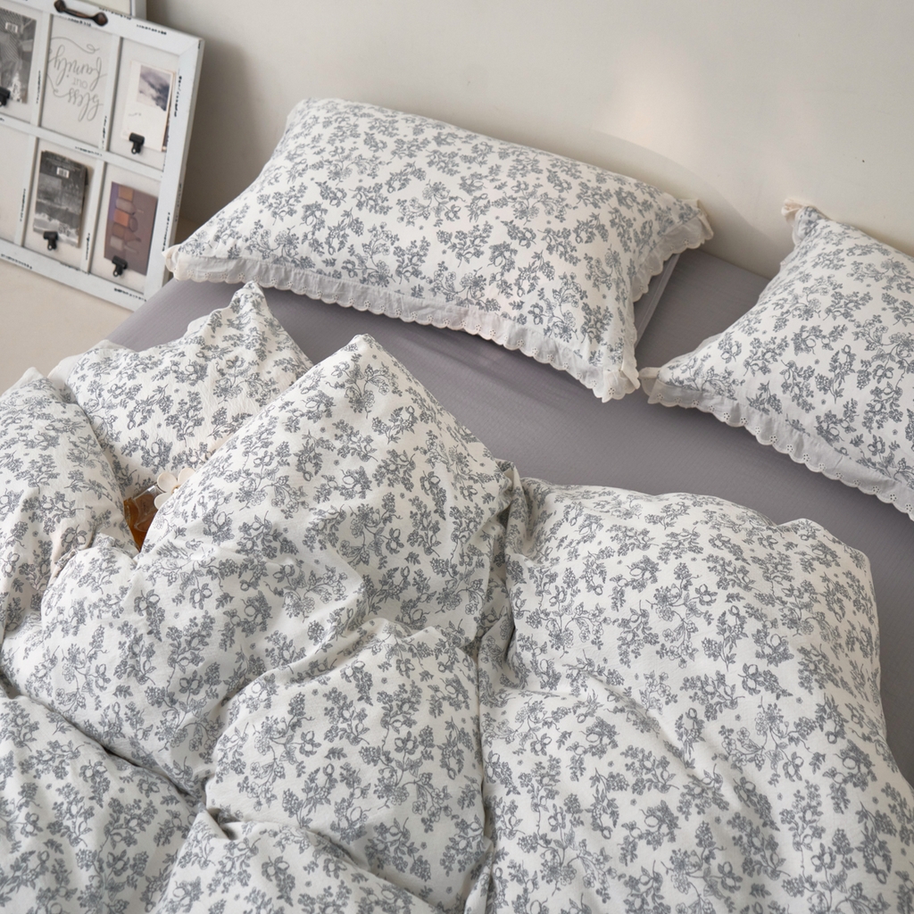 91家纺网 家纺一手货源 找家纺 漫仙阁家纺 2025新款双层纱花边款韩版四件套 法式浪漫