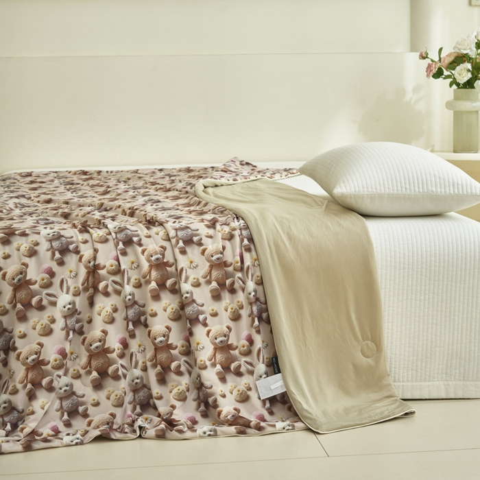 91家纺网 家纺一手货源 找家纺 子由家居 2025新款5D凉感大豆夏被 5D-兔兔熊