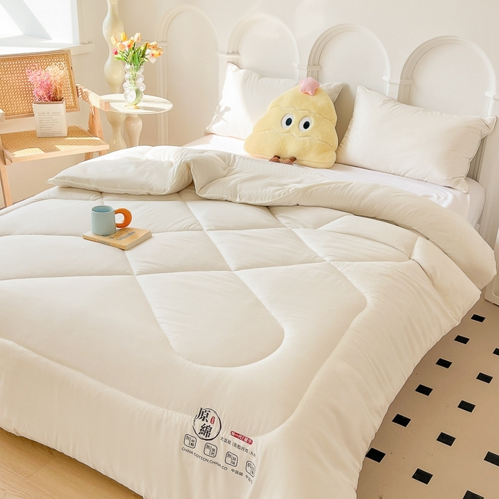 91家纺网 家纺一手货源 找家纺 百花王2025新款原棉大豆被被子被芯 奶白色