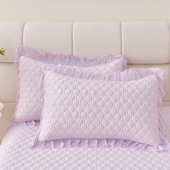 91家纺网 家纺一手货源 找家纺 畅畅家纺 2025新款夏季凉感丝足球花纯色凉席夏被四件套 足球花-魅紫