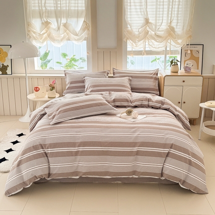 91家纺网 家纺一手货源 找家纺 （总）金泰莱 2025新款色织老粗布四件套全棉四件套纯棉四件套