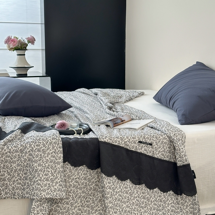 91家纺网 家纺一手货源 找家纺 觅糖  2025新款春夏款法式蕾丝针织大豆夏被 初见