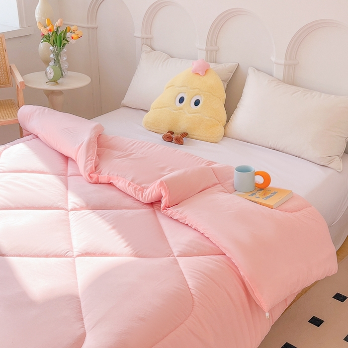 91家纺网 家纺一手货源 找家纺 百花王2025新款原棉大豆被被子被芯 粉色