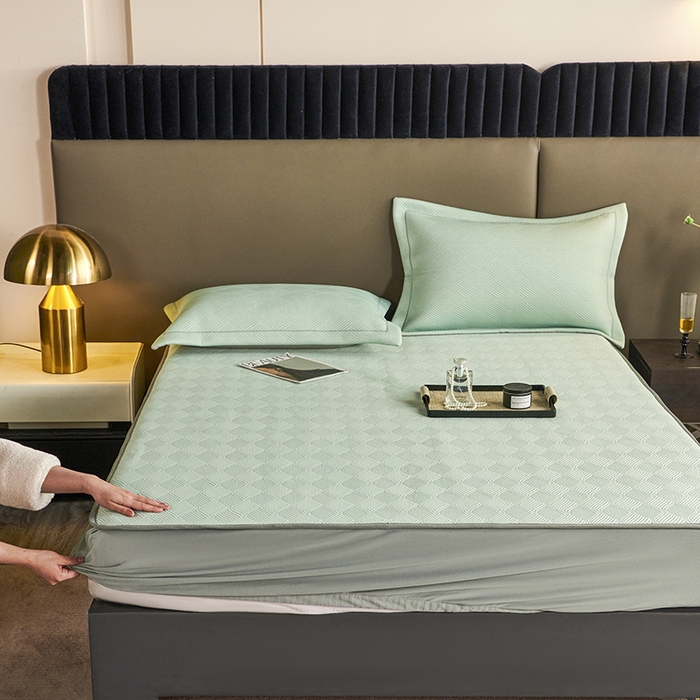 91家纺网 家纺一手货源 找家纺 桂雅居 2025新款高科技冷凝高分子超速凉感软席三件套 抹茶绿