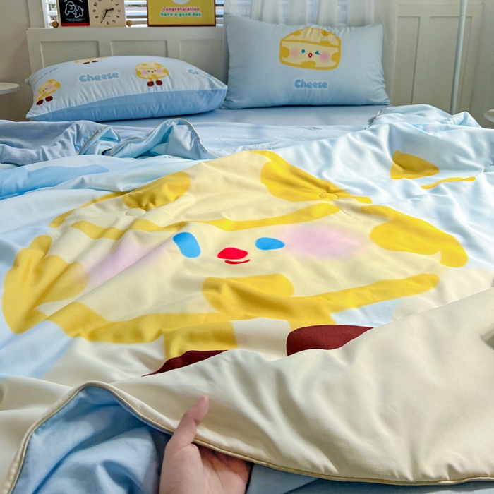 91家纺网 家纺一手货源 找家纺 海岛哥哥 2025新款水洗棉大版卡通夏被 黄油芝士