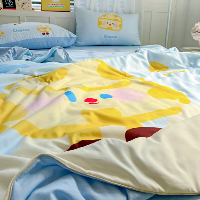 91家纺网 家纺一手货源 找家纺 海岛哥哥 2025新款水洗棉大版卡通夏被 黄油芝士