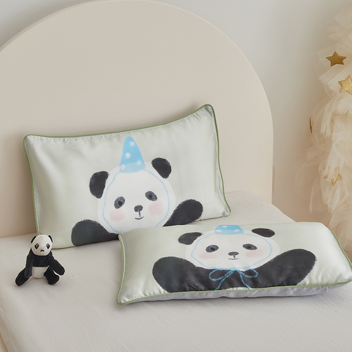 91家纺网 家纺一手货源 找家纺 荷马之梦  2025新款系列——A类60s原创手绘卡通儿童枕套 胖达