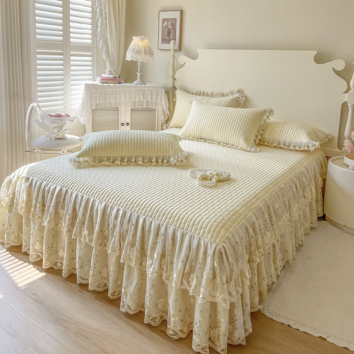 91家纺网 家纺一手货源 找家纺 恋尚 2025新款乳胶凉感床笠裙-甜朵【控价170起】 甜朵-奶黄