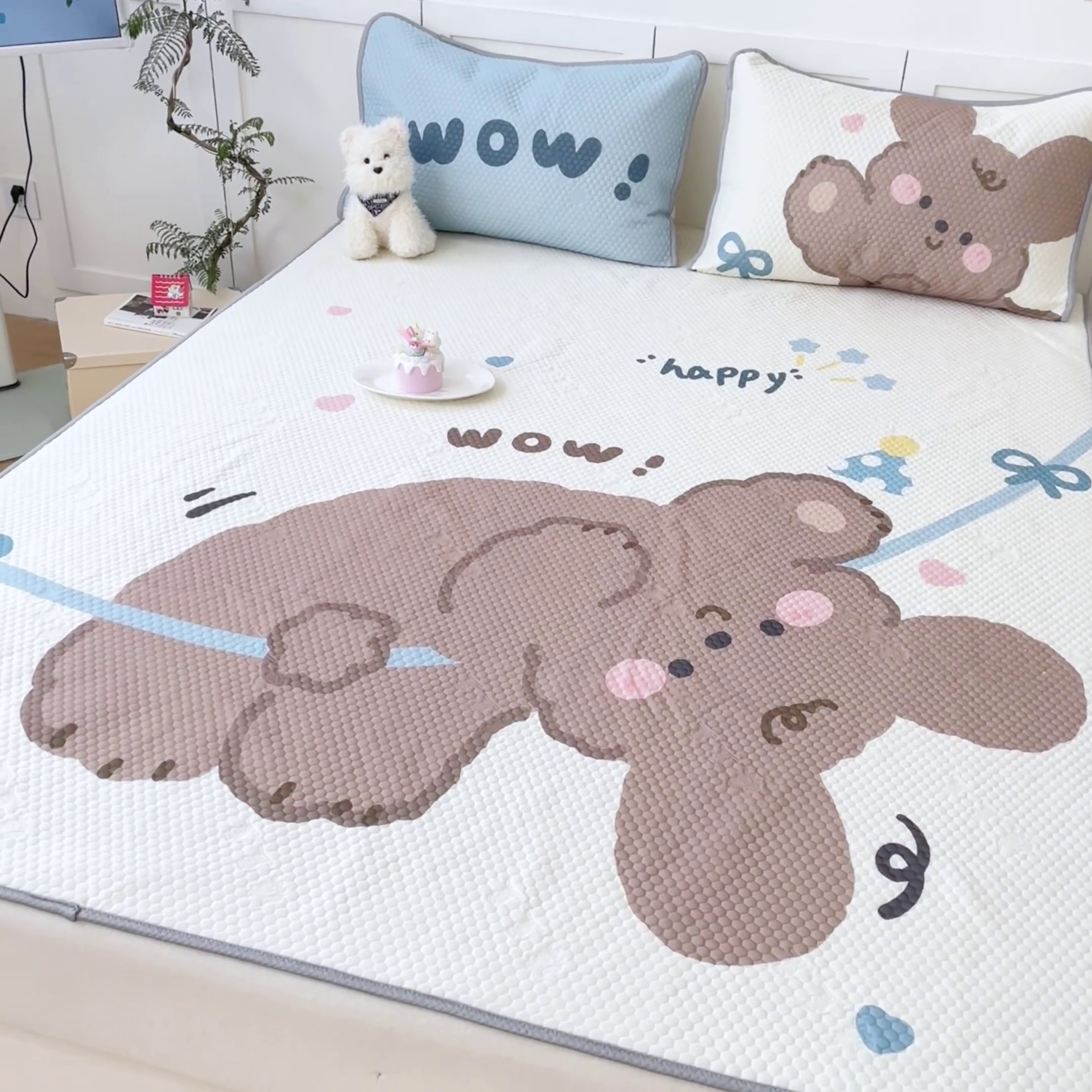 91家纺网 家纺一手货源 找家纺 川悦生活 2025新款大版冰豆豆凉豆豆凉席 表演小狗