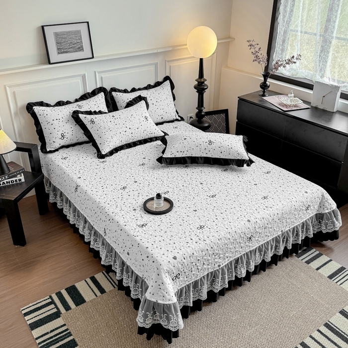 91家纺网 家纺一手货源 找家纺 绣女坊 2025新款夏被款床盖四件套 蝴蝶结