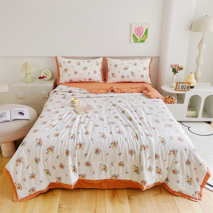 91家纺网 家纺一手货源 找家纺 南北家居 2025新款亲肤泡泡棉提花夏被 夕颜花簇