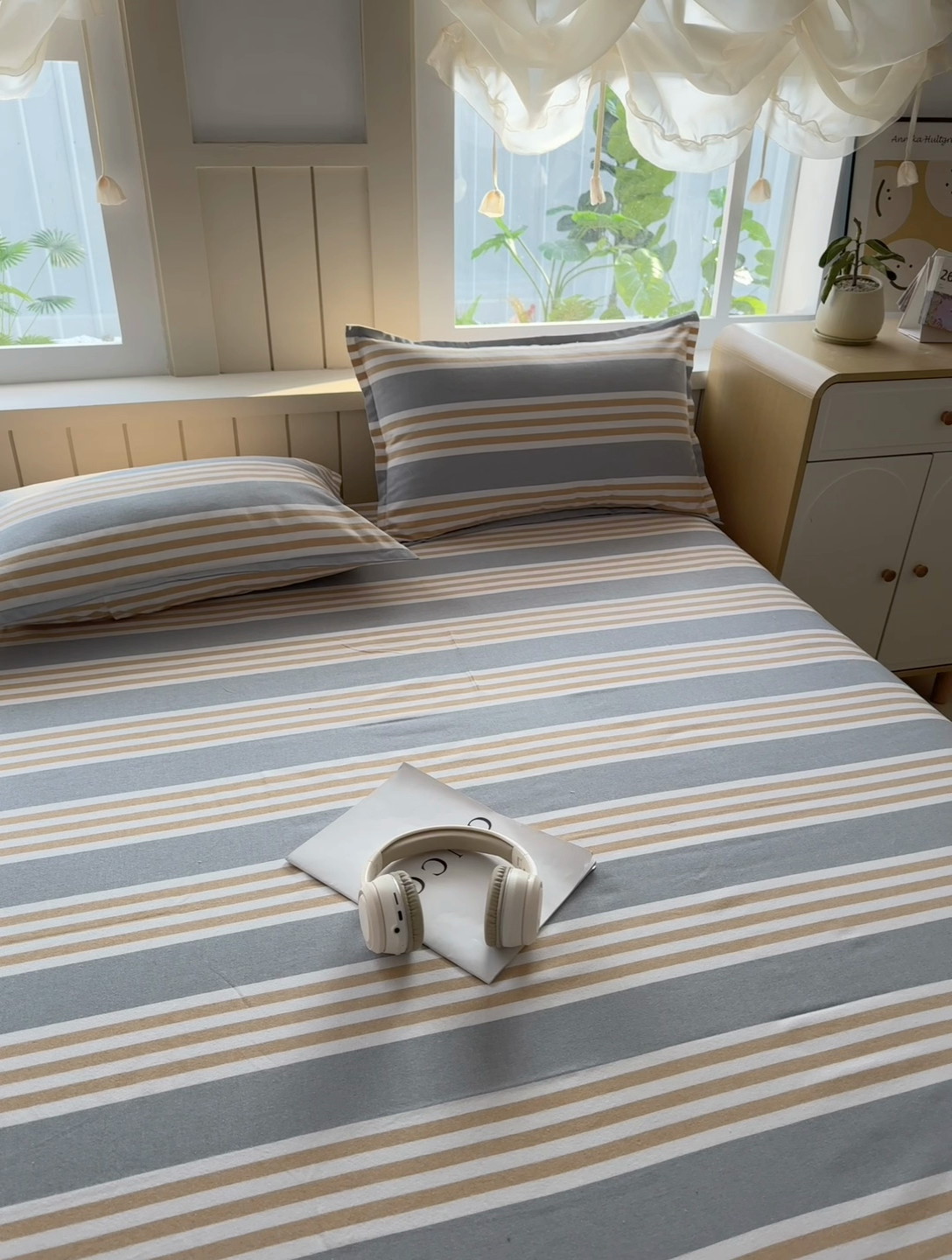 91家纺网 家纺一手货源 找家纺 金泰莱 2025新款色织老粗布床单老粗布凉席三件套 迟暮