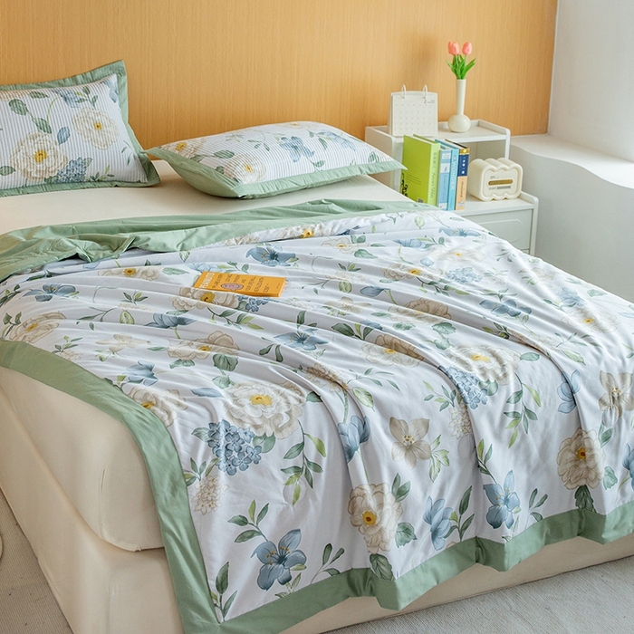 91家纺网 家纺一手货源 找家纺 晨晨家纺2025新款双面全棉床盖款三件套 清新悦语