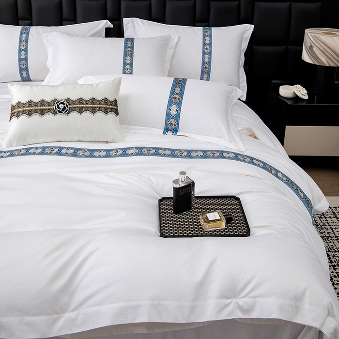 91家纺网 家纺一手货源 找家纺 优必恩 2025新款高支高密民宿酒店织带款四件套套件 暖心