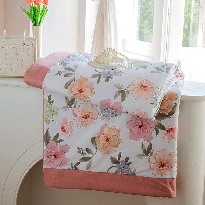 91家纺网 家纺一手货源 找家纺 晨晨家纺2025新款双面全棉夏被四件套 绚纱