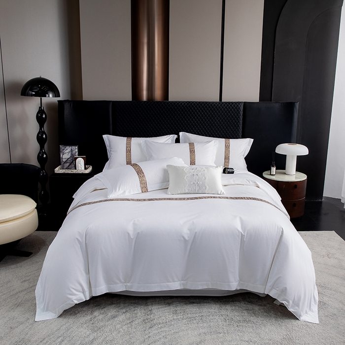 91家纺网 家纺一手货源 找家纺 优必恩 2025新款高支高密民宿酒店织带款四件套套件 花儿黄