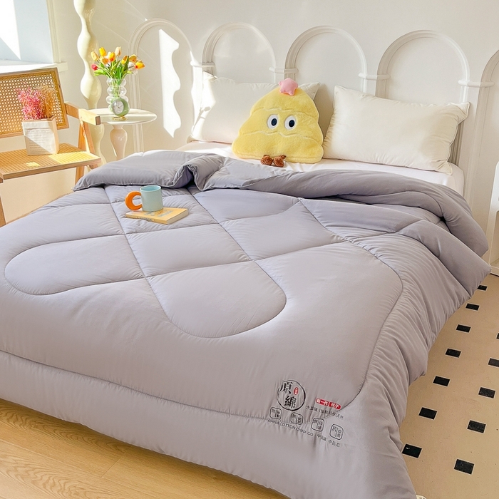 91家纺网 家纺一手货源 找家纺 百花王2025新款原棉大豆被被子被芯 灰色