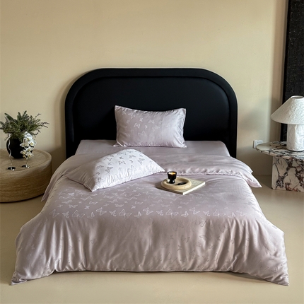 FORTWO2025新款60支兰精天丝浮雕提花四件套		 云渺-紫