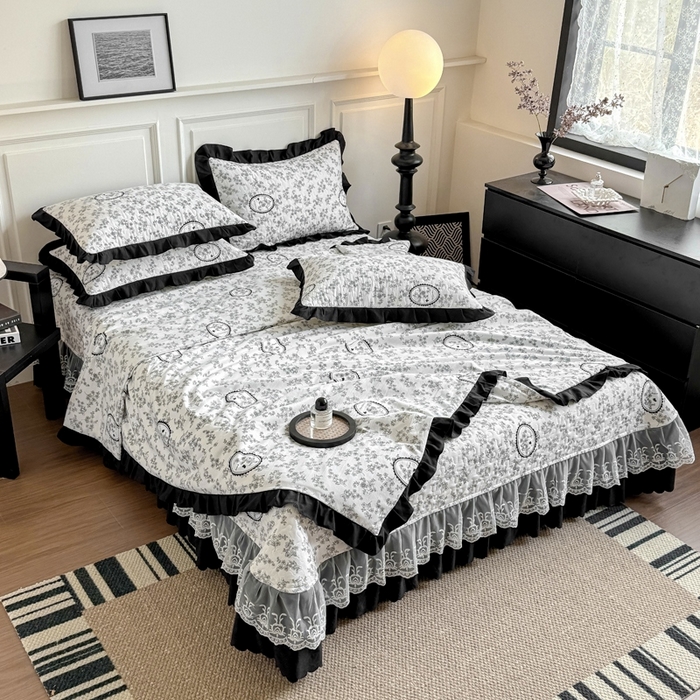 91家纺网 家纺一手货源 找家纺 绣女坊 2025新款夏被款床盖四件套 花艺