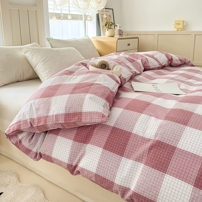 91家纺网 家纺一手货源 找家纺 金泰莱 2025新款色织老粗布四件套全棉四件套纯棉四件套 樱络