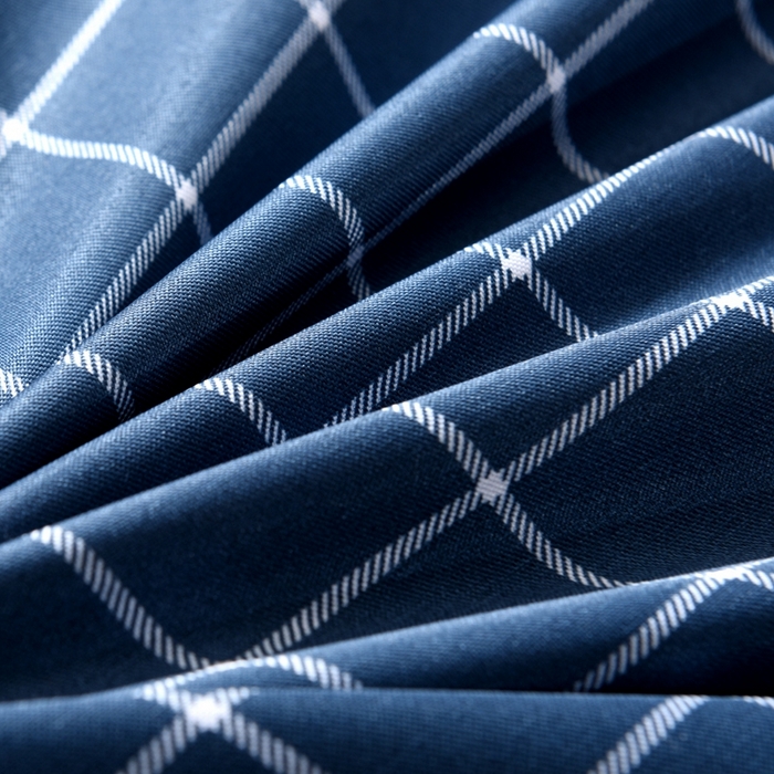 91家纺网 家纺一手货源 找家纺 百花王2025新款斜纹天丝莫代尔四件套 蓝格