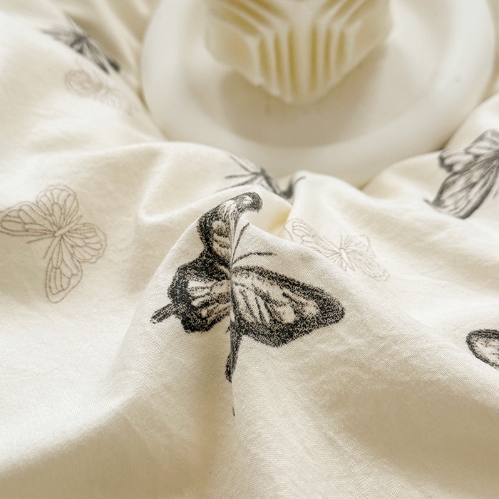 91家纺网 家纺一手货源 找家纺 佳一家纺 2025新款亲肤水洗棉四件套系列 蝶舞