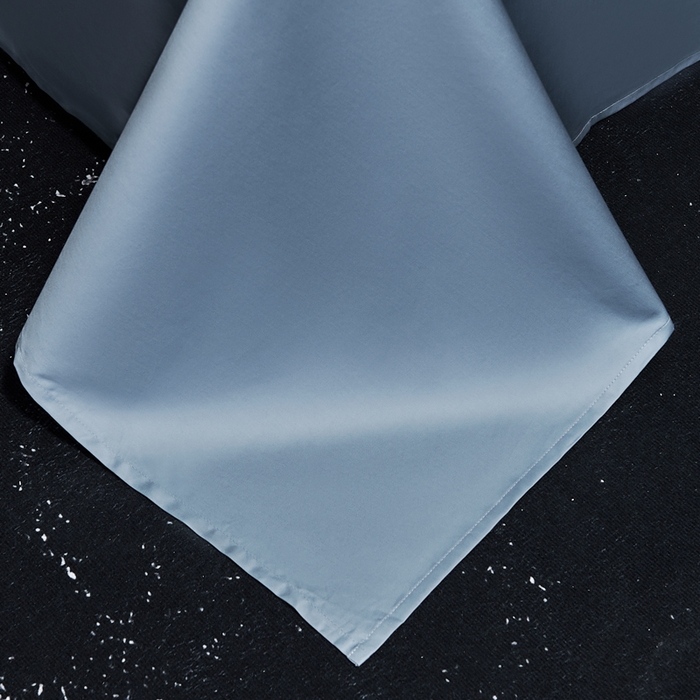 91家纺网 家纺一手货源 找家纺 沃尔居 2025新款全棉纯棉长绒棉四件套刺绣绣花纯色贡缎床笠款高端礼盒装 萨尔夫人-蓝灰