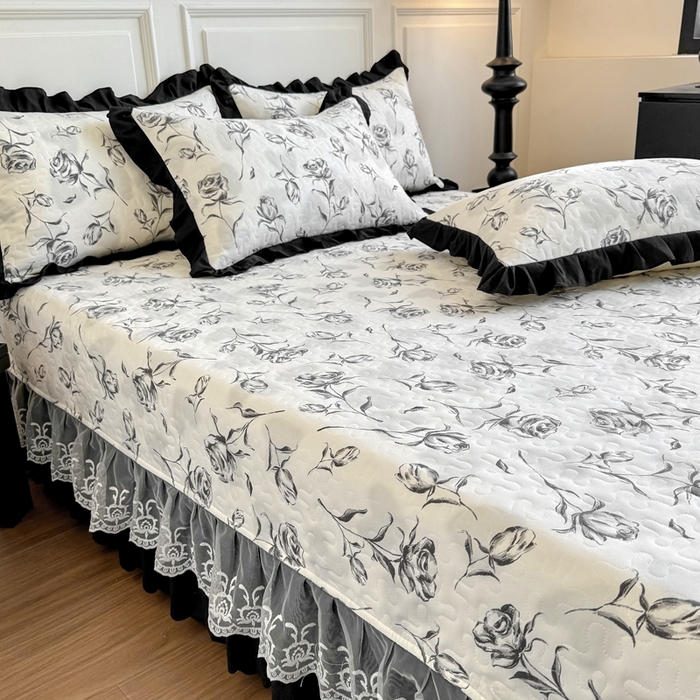 91家纺网 家纺一手货源 找家纺 绣女坊 2025新款夏被款床盖四件套 玫瑰