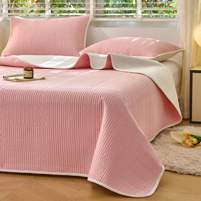 91家纺网 家纺一手货源 找家纺 X猫先生 2025新款全棉纯色床盖全棉床盖糖果系列 糖果-水柿粉