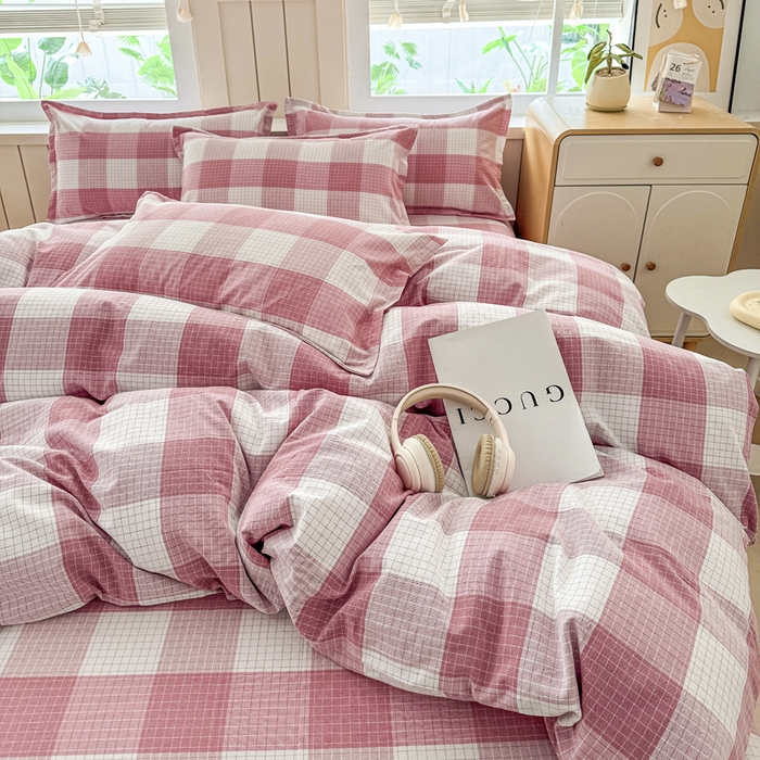 91家纺网 家纺一手货源 找家纺 金泰莱 2025新款色织老粗布四件套全棉四件套纯棉四件套 樱络