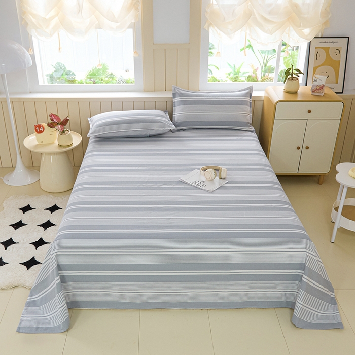 91家纺网 家纺一手货源 找家纺 金泰莱 2025新款色织老粗布床单老粗布凉席三件套 浅陌