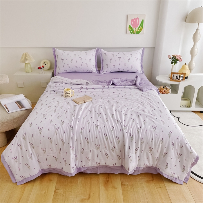 91家纺网 家纺一手货源 找家纺 南北家居 2025新款亲肤泡泡棉提花夏被 紫色香