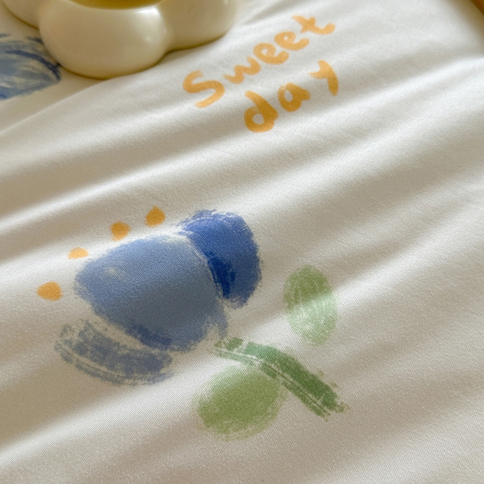 91家纺网 家纺一手货源 找家纺 麦伦家居 2025新款云柔针织棉大豆夏凉被 蓝郁金香