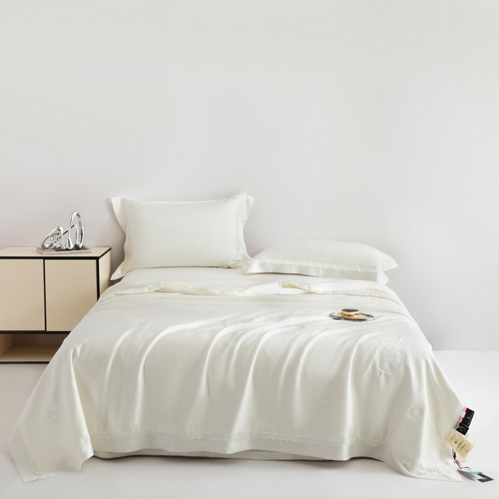 91家纺网 家纺一手货源 找家纺 桂雅居2025新款80支进口莱赛尔双丝夏被-达芙妮 象牙白