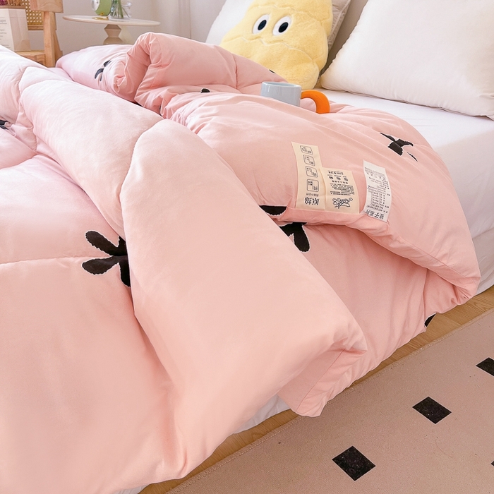 91家纺网 家纺一手货源 找家纺 百花王2025新款原棉大豆被被子被芯 蝴蝶结粉色