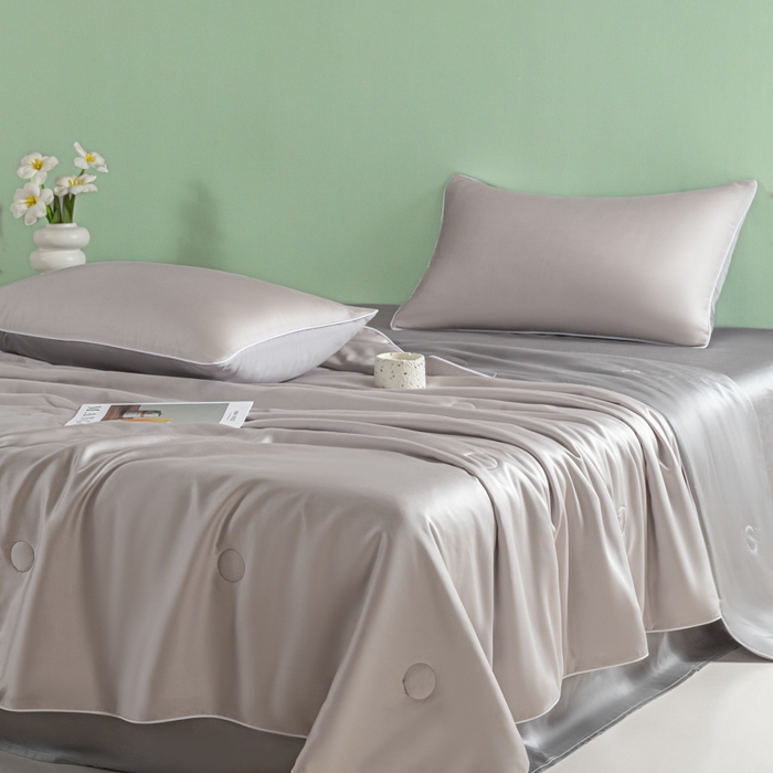 91家纺网 家纺一手货源 找家纺 爱彼家纺 2025夏季新款麻绳款冰丝夏被夏凉被空调被四件套-风格一 麻绳款夏被-青灰+高级灰