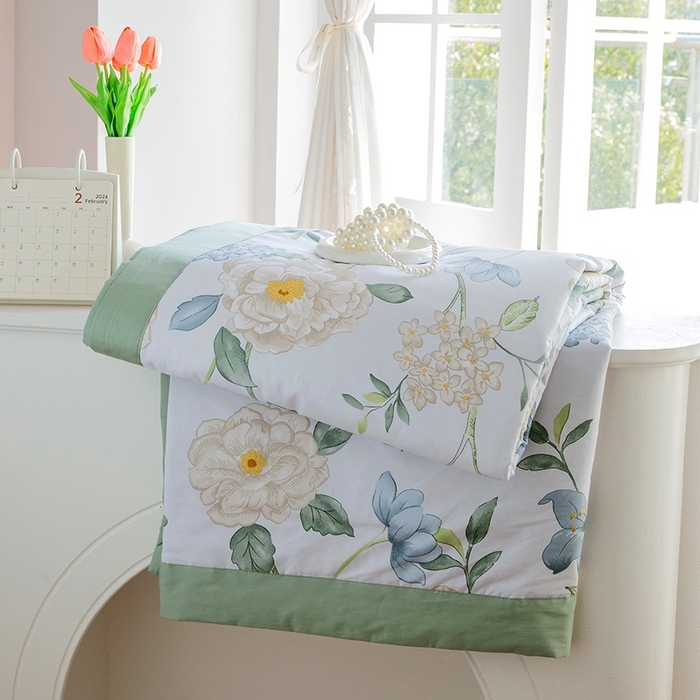 91家纺网 家纺一手货源 找家纺 晨晨家纺2025新款双面全棉夏被四件套 清新悦语