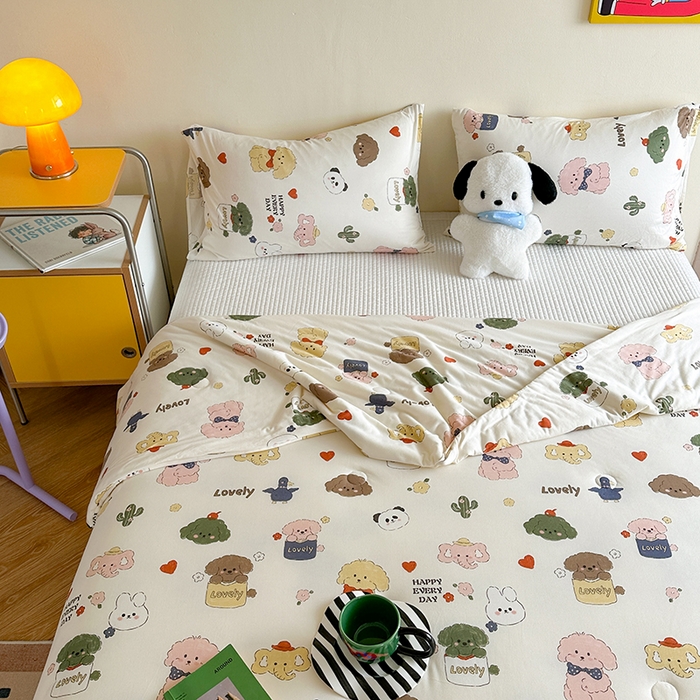 91家纺网 家纺一手货源 找家纺 麦伦家居 2025新款云柔针织棉大豆夏凉被 宠物小狗