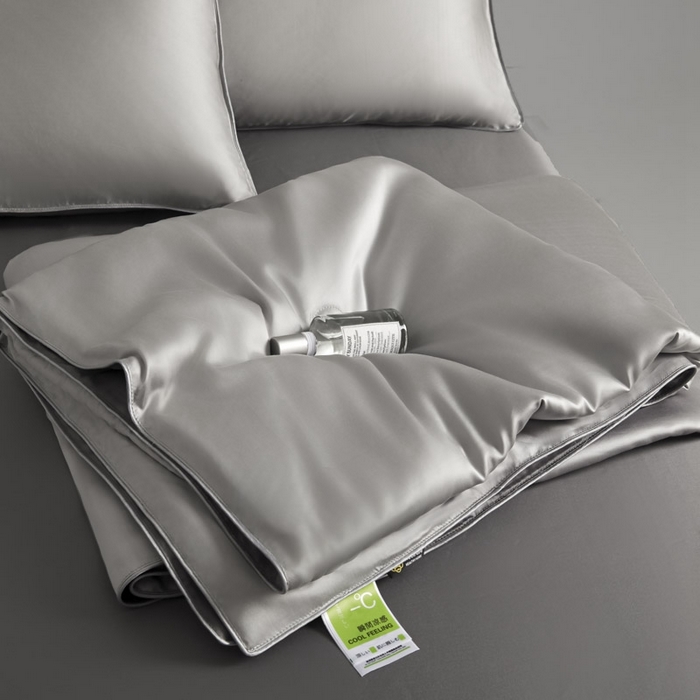 91家纺网 家纺一手货源 找家纺 AB家纺2025新品A类莱赛尔双拼50天丝空调夏被四件套 烟灰-摩登灰