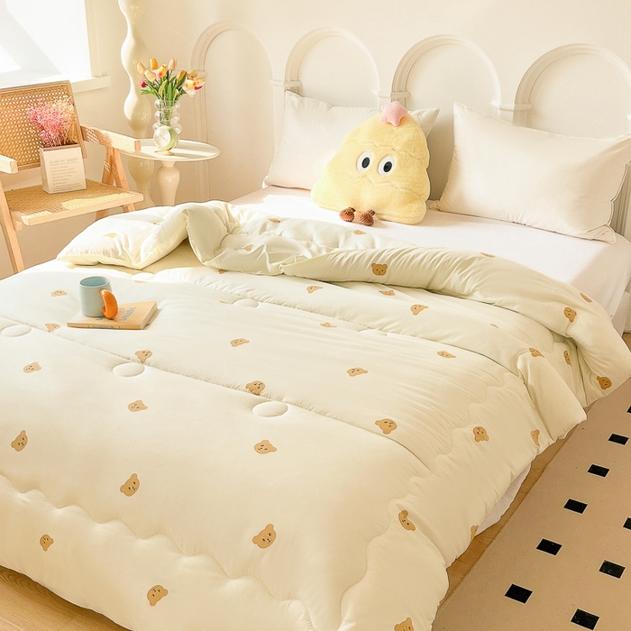 91家纺网 家纺一手货源 找家纺 百花王2025新款原棉大豆被被子被芯 小熊头