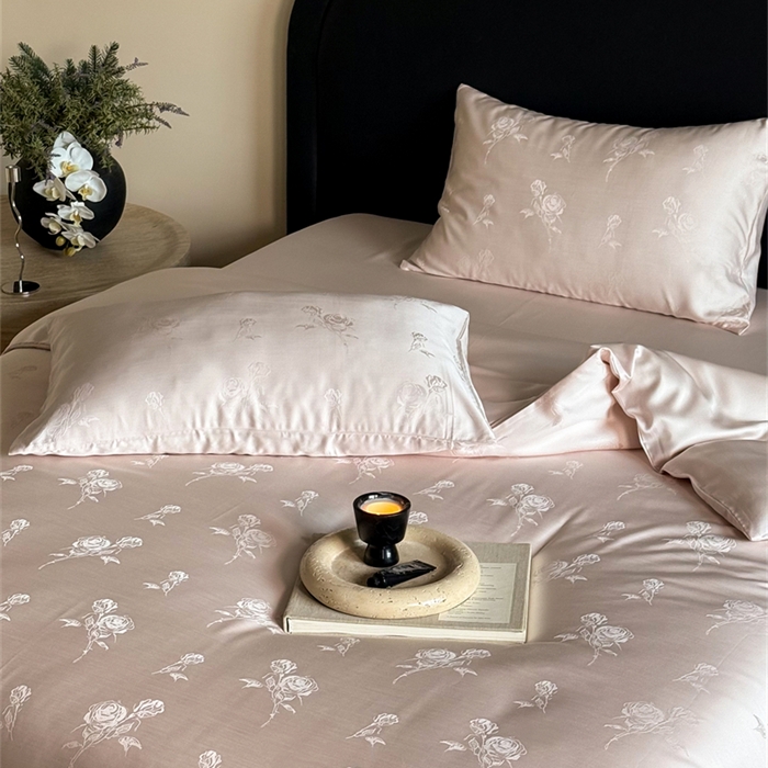 91家纺网 家纺一手货源 找家纺 FORTWO2025新款60支兰精天丝浮雕提花四件套		 白茶