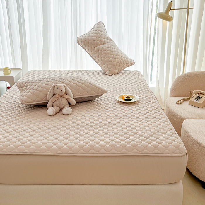 91家纺网 家纺一手货源 找家纺 （总）云木里 2025新款A类夹棉纯色床笠幸运格系列