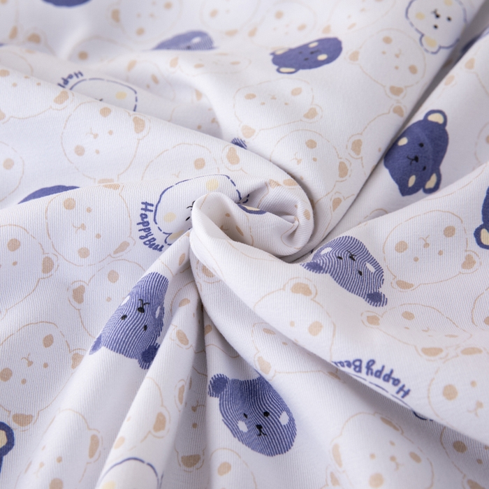 91家纺网 家纺一手货源 找家纺 南北家居 2025新款针织棉双层纱夏被四件套 白点小熊