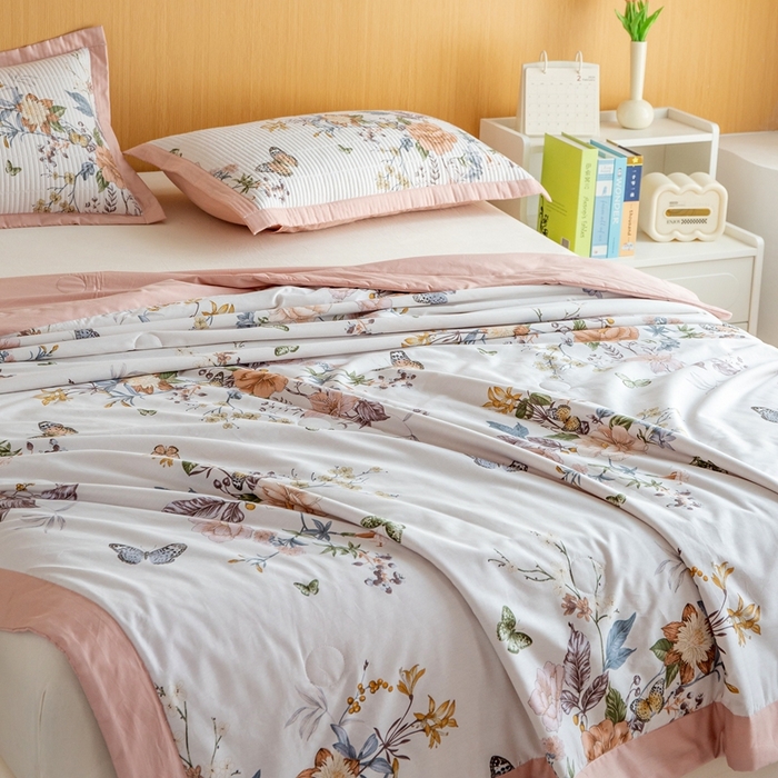 91家纺网 家纺一手货源 找家纺 晨晨家纺2025新款双面全棉夏被四件套 兰芷