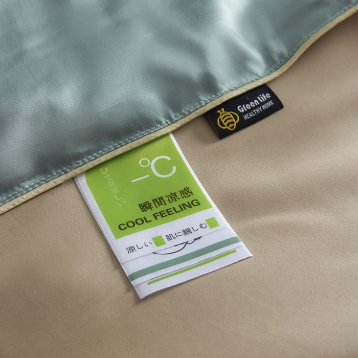 91家纺网 家纺一手货源 找家纺 AB家纺2025新品A类莱赛尔双拼50天丝空调夏被四件套 海青绿-卡其